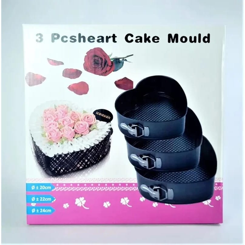Heart Teflon Coated Cake Mould 3pc/set with 7cm Depth - 20,22,24cm Long — view 9