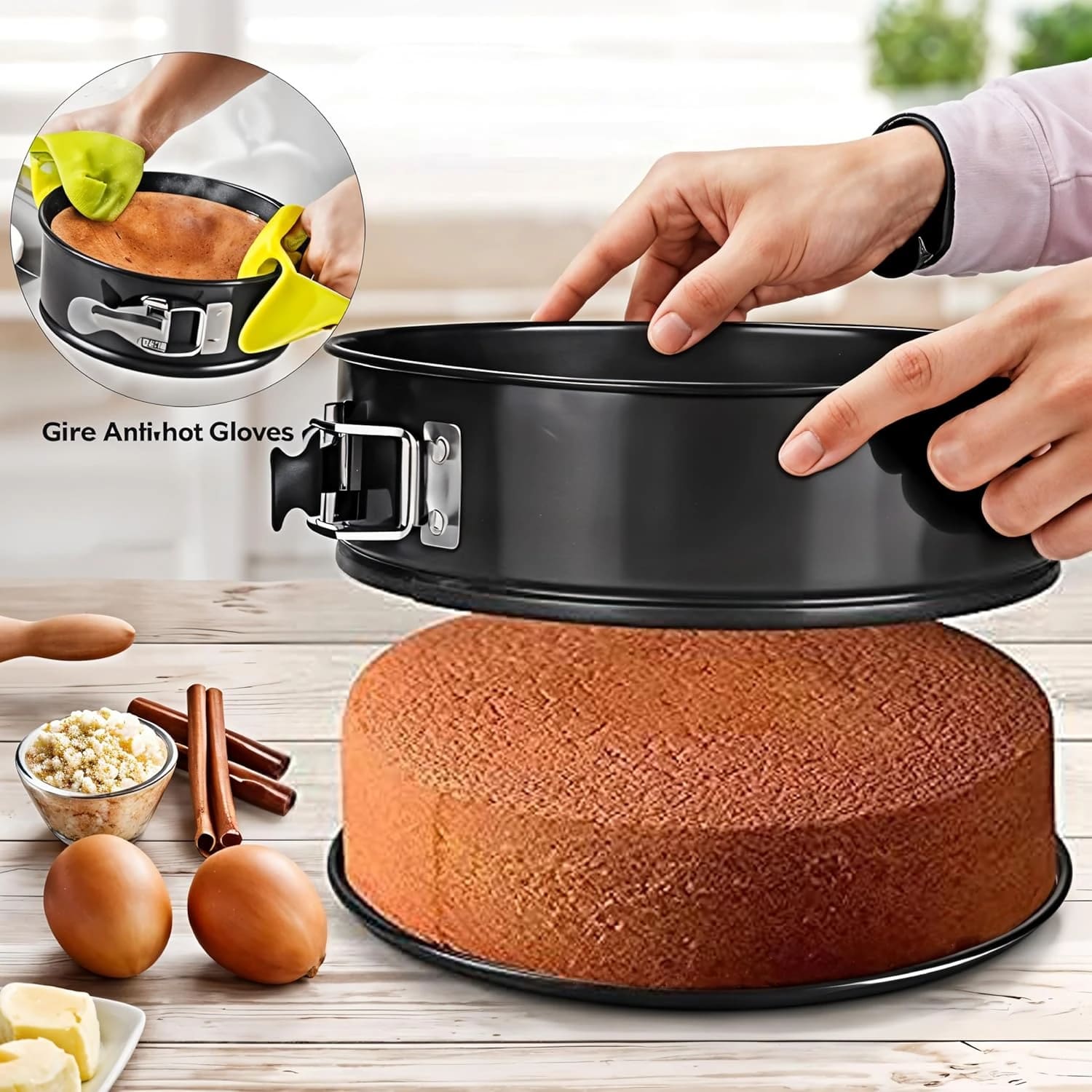 Mix Teflon Coated Cake Mould 3pc/set with 7cm Depth - 20,22,24cm — view 4