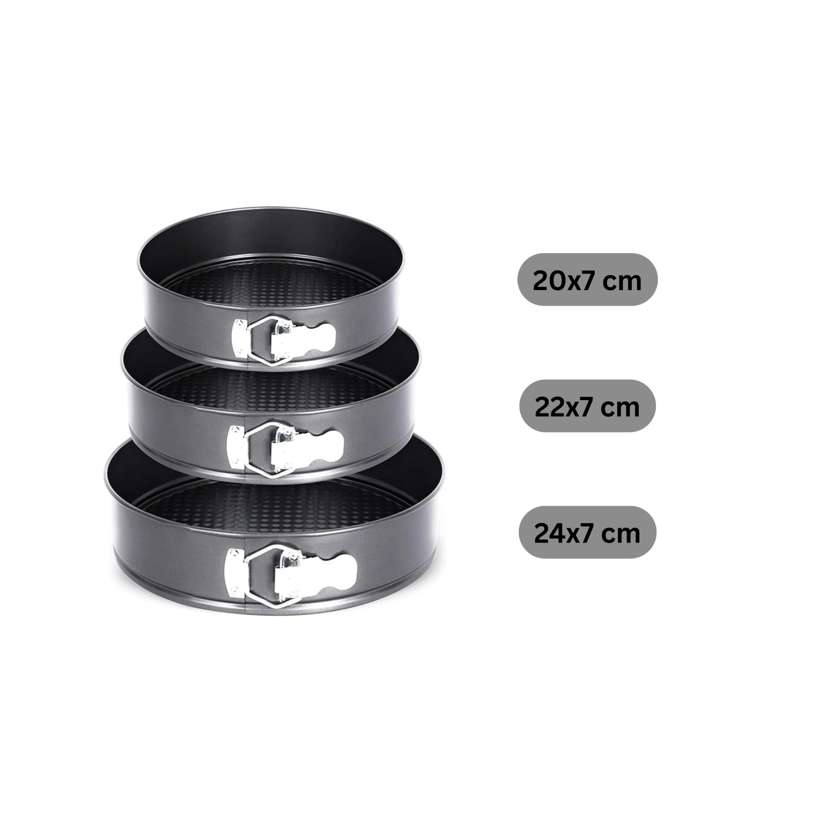 Round Teflon Coated Cake Mould 3pc/set with 7cm Depth - 18,20,22cm Wide — view 2