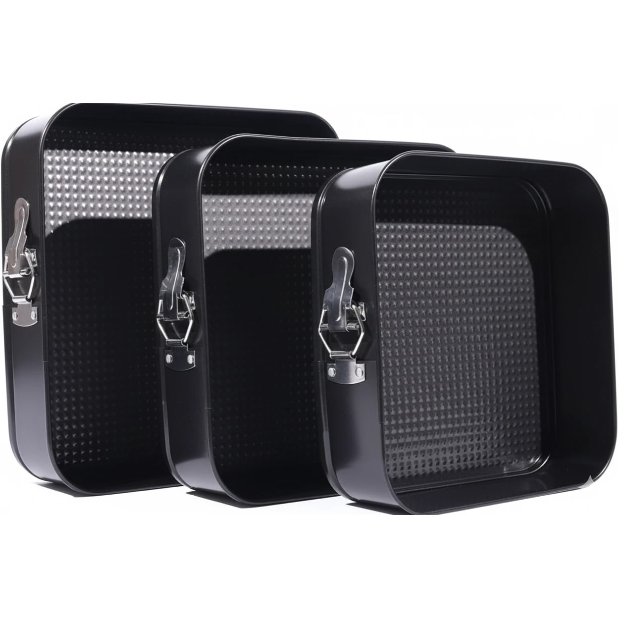 Square Teflon Coated Cake Mould 3pc/set with 7cm Depth - 20,22,24cm