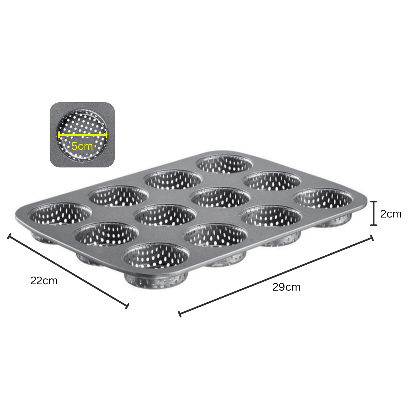 Round 12 Small Slots Teflon Coated Perforated Muffin Mould (Slot Size: 5.5x2cm) — view 2