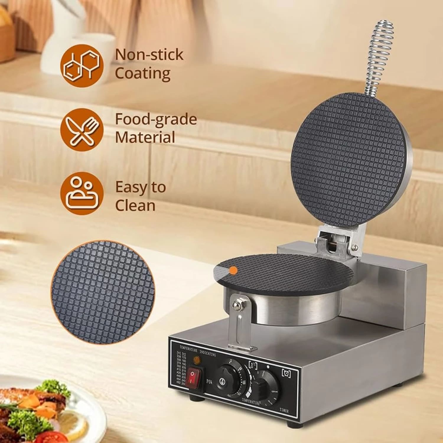 Spares for Electric Round Cone Waffle Maker - Up + Down Plate with Element/Coil — view 5