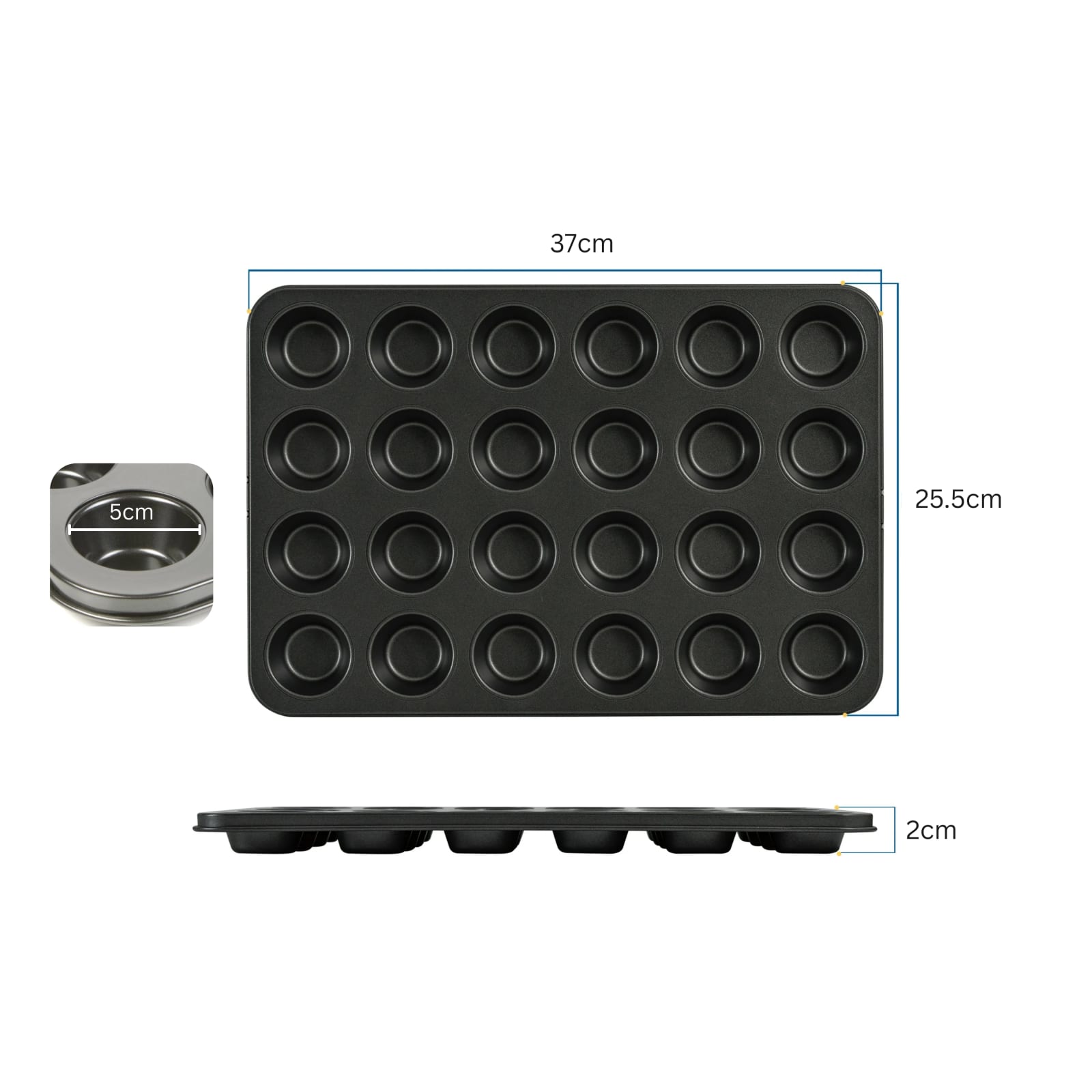 Round 24 Big Slots Teflon Coated Muffin Mould (Slot Size: 5x2cm) — view 2