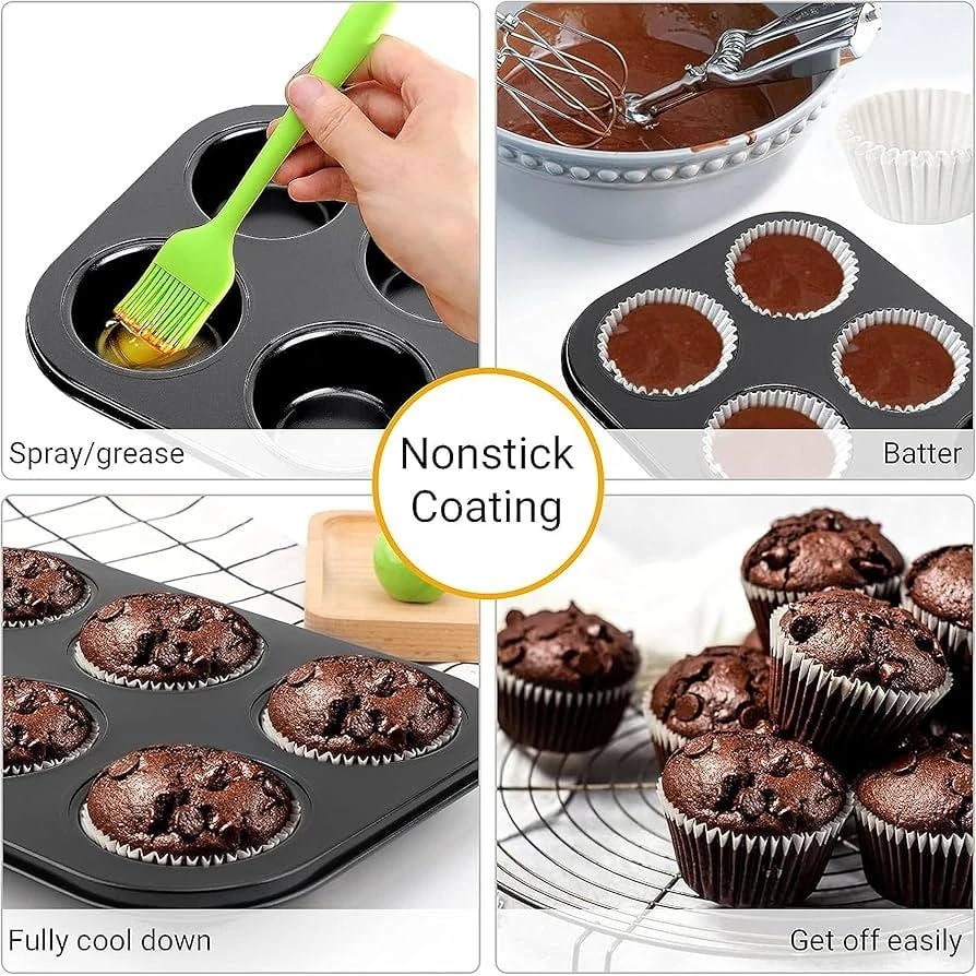 Round 6 Big Slots Teflon Coated Muffin Mould (Slot Size: 6.5x2.5cm) — view 3