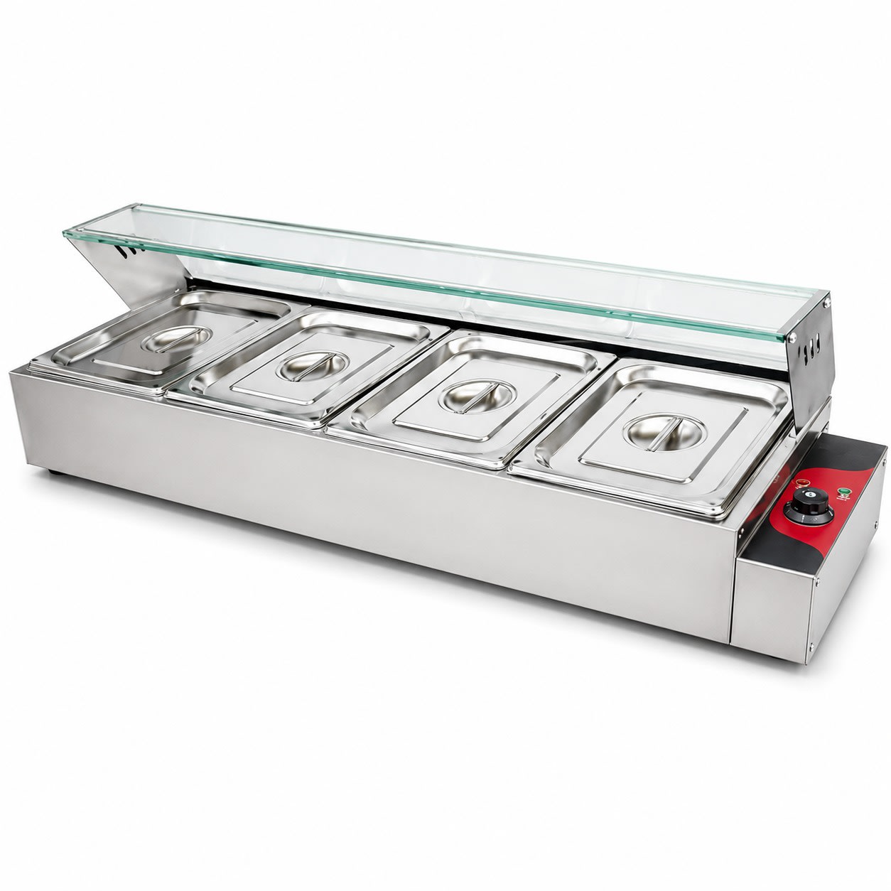 Electric Bain Marie with Glass - 4 Compartments (4 GN Pans of 1/2 100mm ~ 5.5L/Pan) — view 4