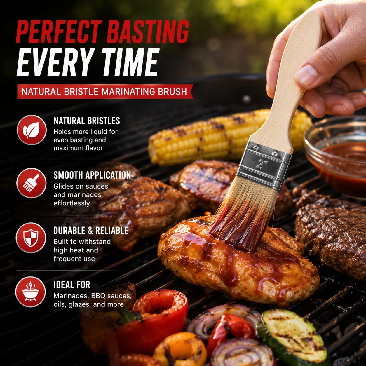 BBQ Grill Scraper Brush 9" with Marinating Brush 7" — view 8