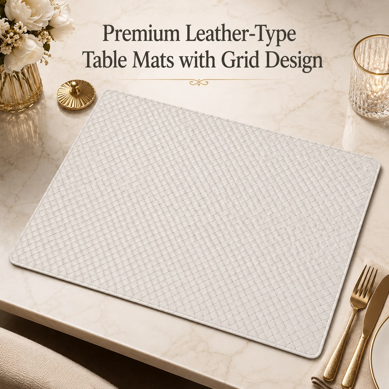 Premium Leather Type Table Mats with Grid Design