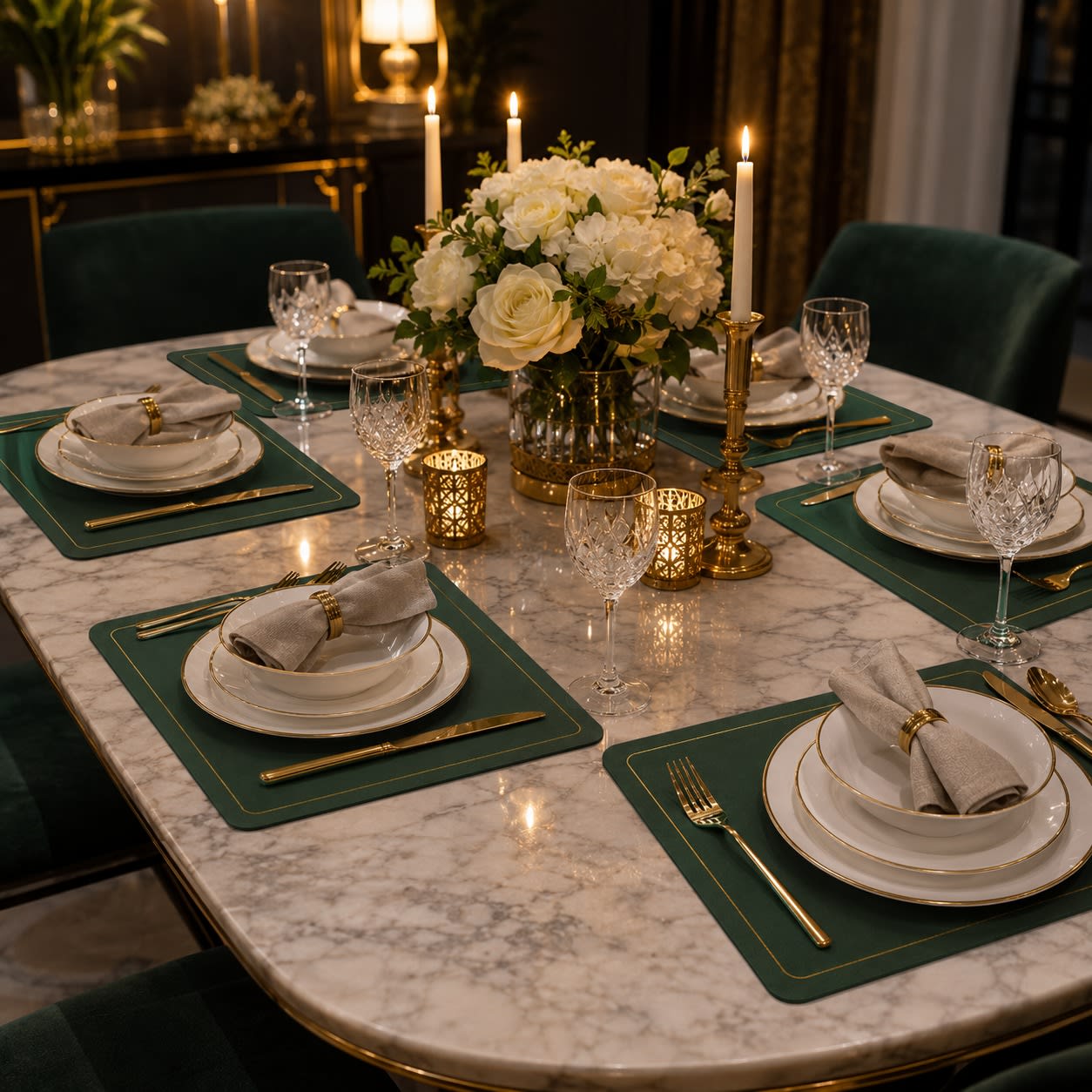 Premium Leather Type Table Mats with Golden Border - (Quantity: 6pcs) — view 6