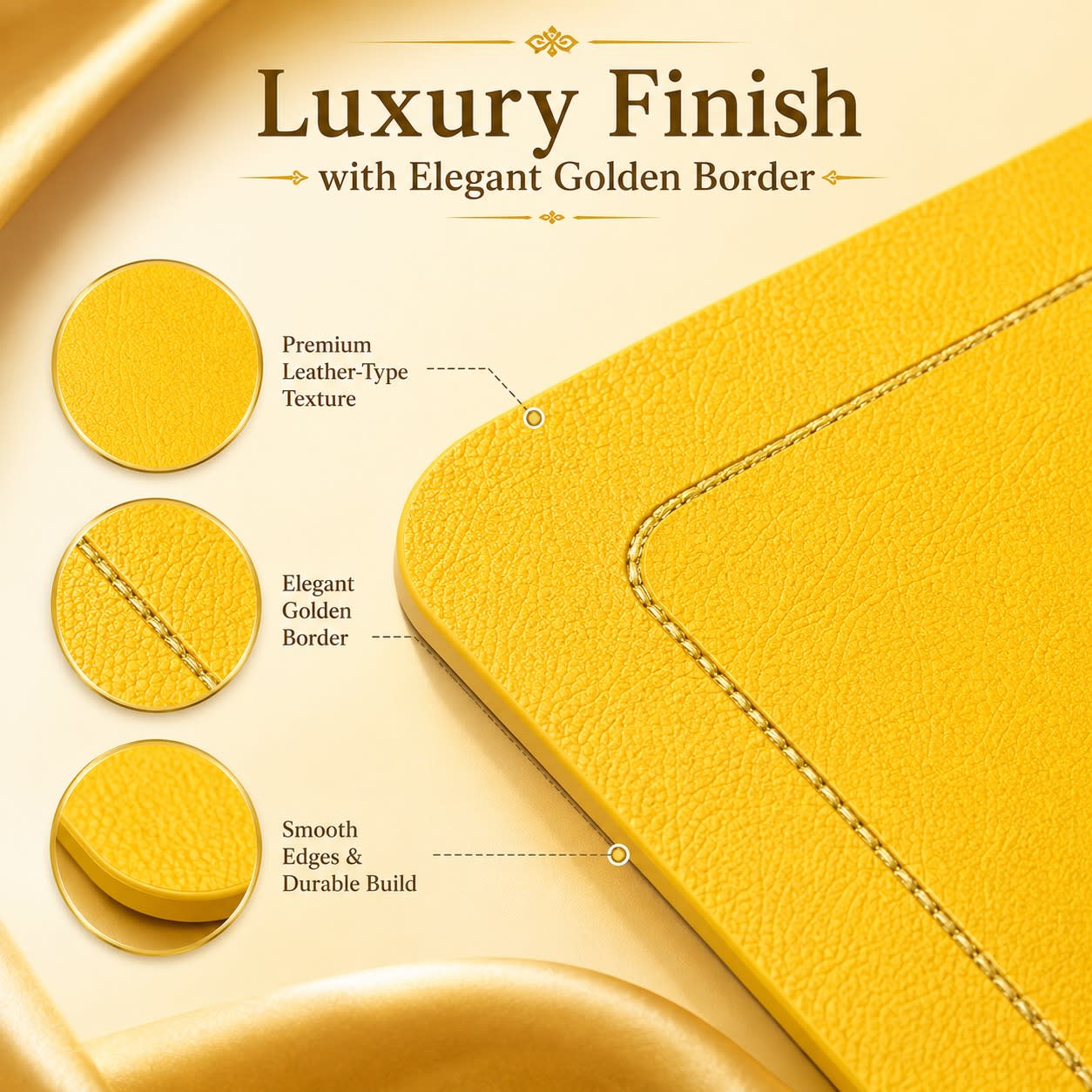 Premium Leather Type Table Mats with Golden Border - (Quantity: 6pcs) — view 6