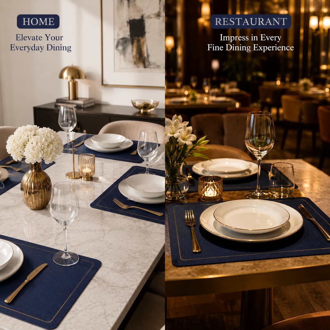 Premium Leather Type Table Mats with Golden Border - (Quantity: 6pcs) — view 5