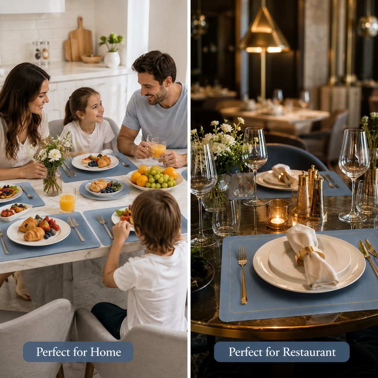 Premium Leather Type Table Mats with Golden Border - (Quantity: 6pcs) — view 4