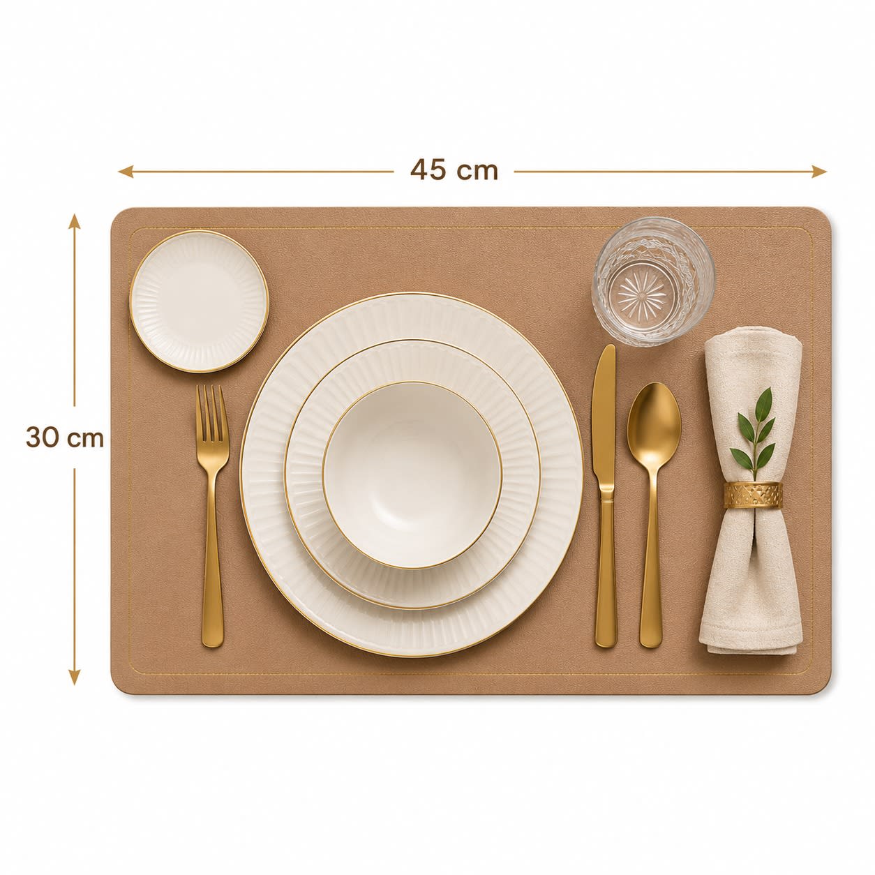Premium Leather Type Table Mats with Golden Border - (Quantity: 6pcs) — view 3