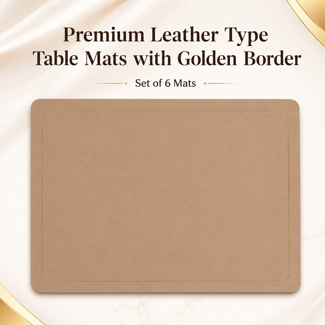Premium Leather Type Table Mats with Golden Border - (Quantity: 6pcs) — view 8
