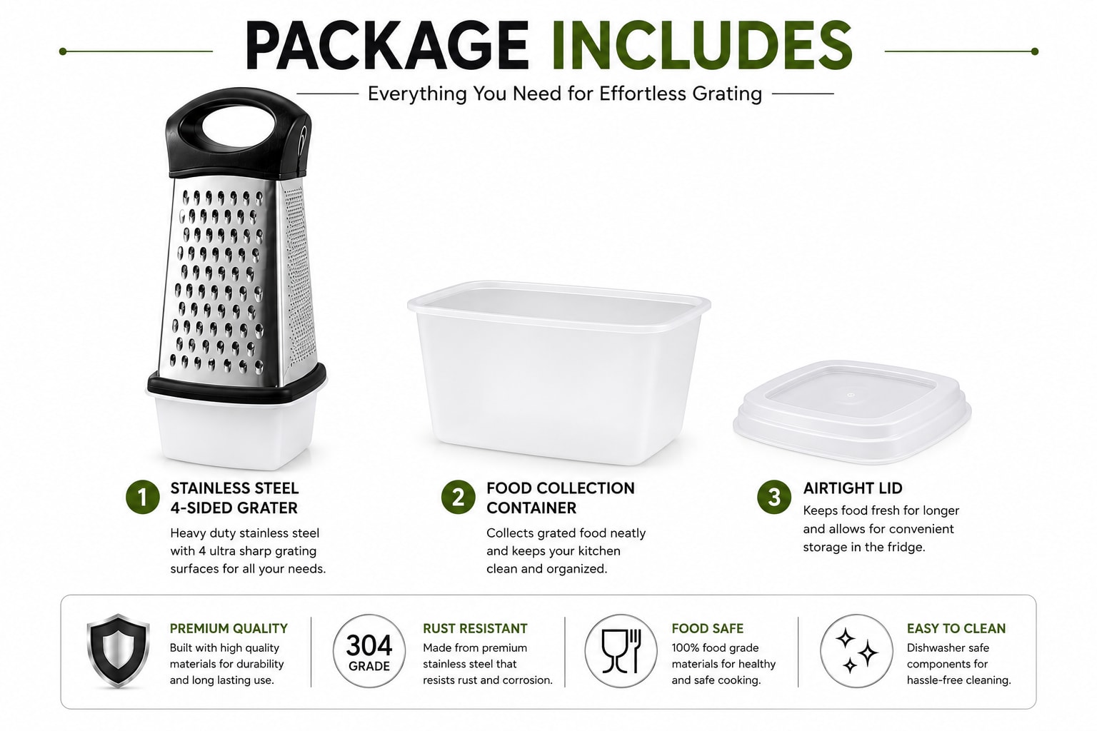 SS 4 Sided Grater with Black Handle — view 3