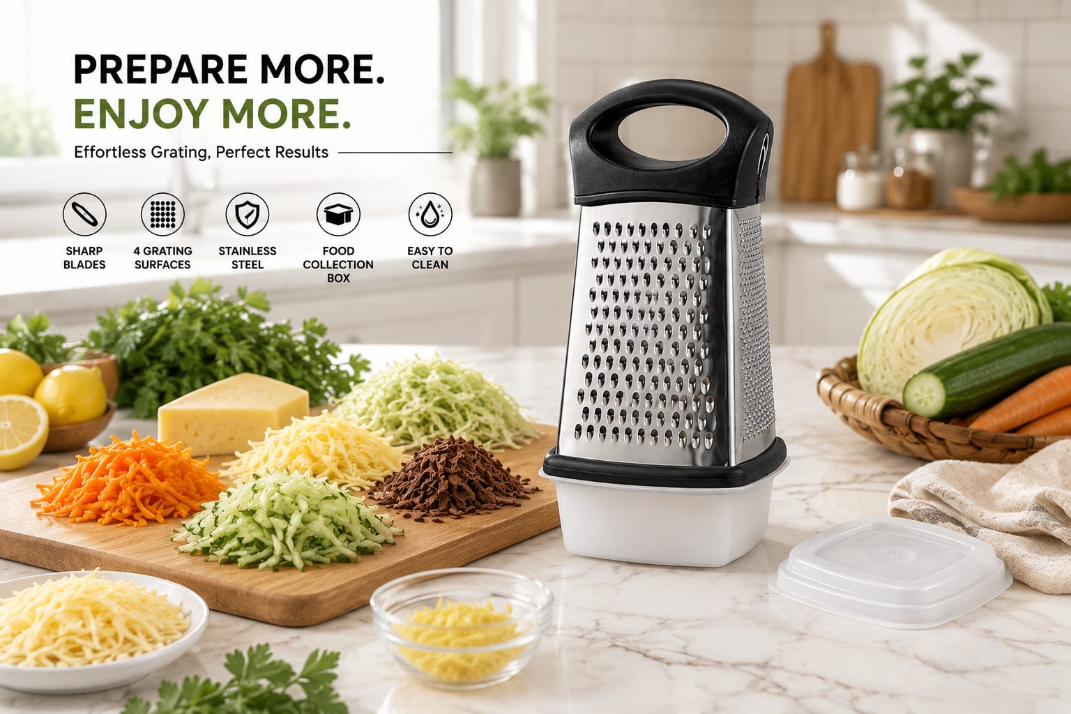 SS 4 Sided Grater with Black Handle — view 8