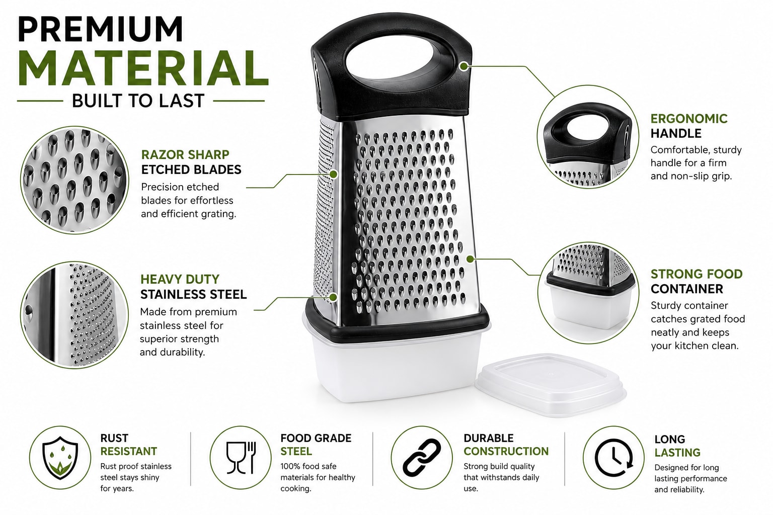 SS 4 Sided Grater with Black Handle — view 10