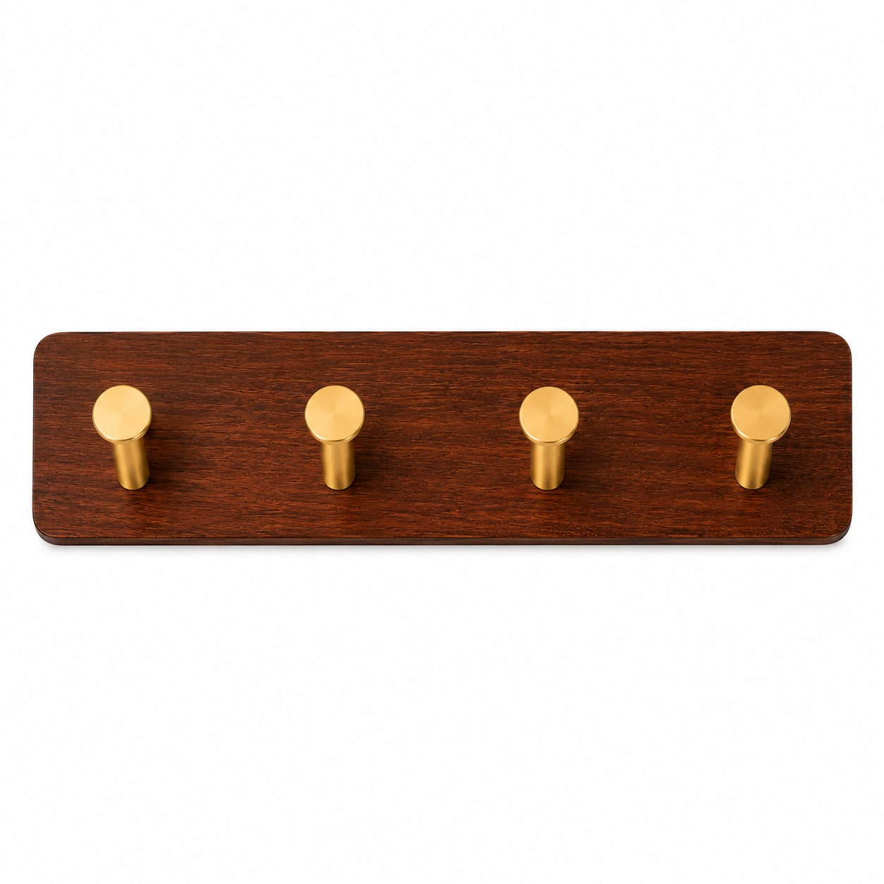 Wooden Wall Mountable Cloth Hanger - Brown with 4 Gold Hooks — view 2