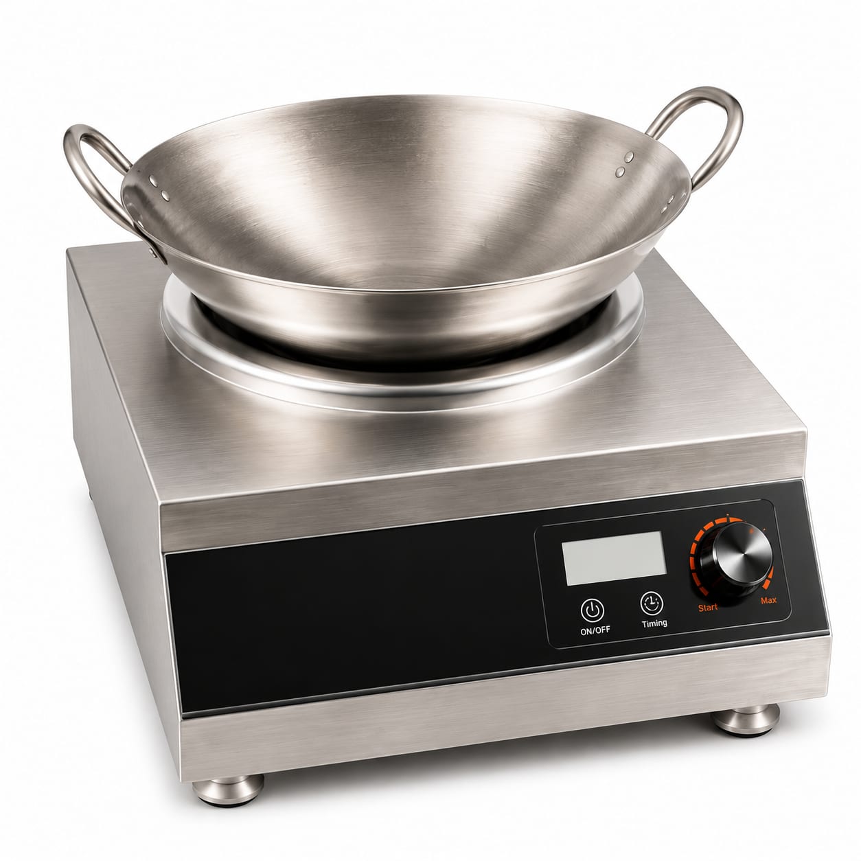 Full SS Commercial Induction - WLX9A | 5000W | Square | Wok Base | Switch + Knob Model — view 1