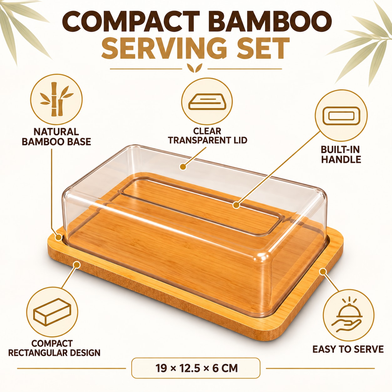 Wooden Bamboo Base + Acrylic Lid SET - Rectangle 19 x 12.5 x 6cm — view 3