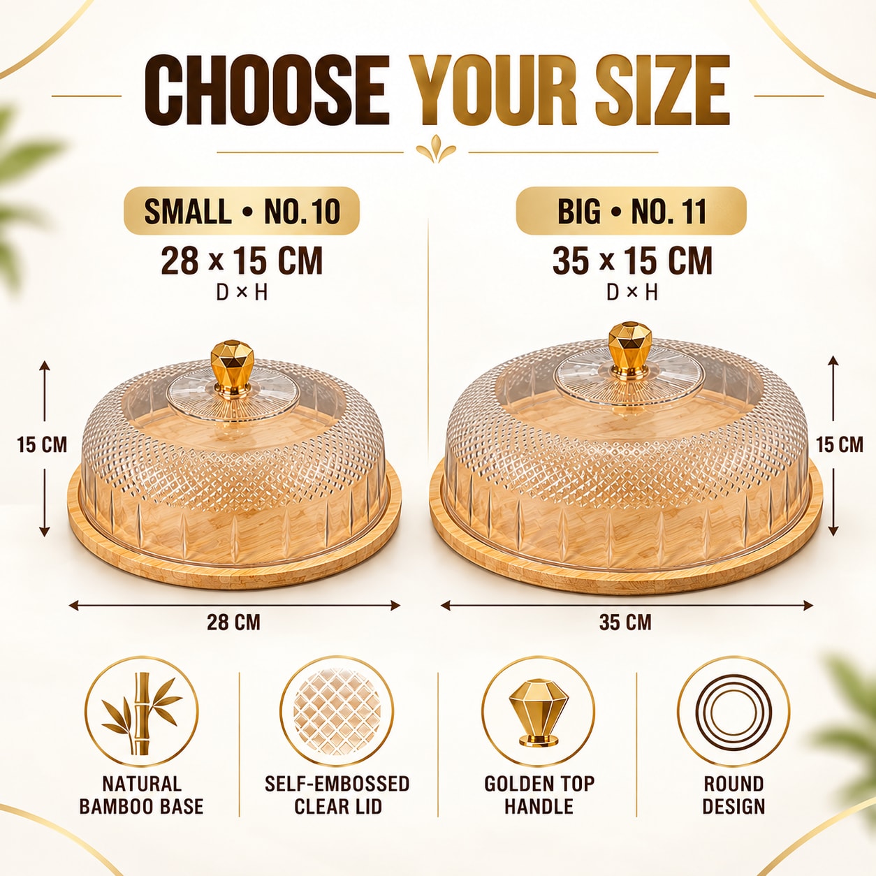 Wooden Bamboo Base + Acrylic Lid SET - Round Self Embossed Design Big — view 3