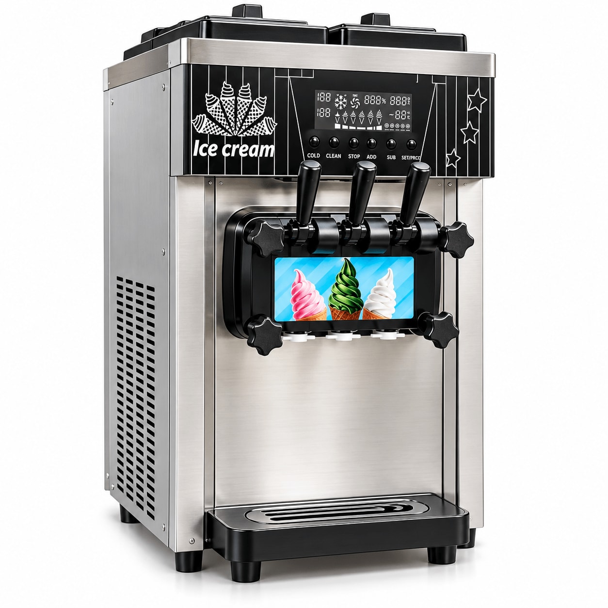 Electric SS Table Top Softy Machine - Double Compressor (3 Nozzles) — view 1