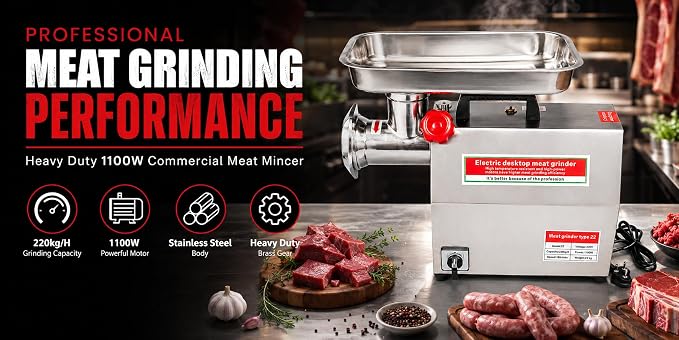 Electric Full SS Meat Mincer with Copper Motor No.22 (Capacity: 220kg/hr | Rpm: 190) — view 4