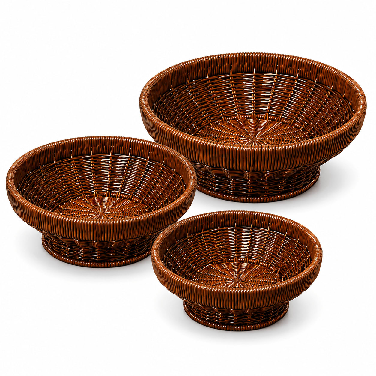 Heavy Round Shaped Polyrattan Basket with Metal Wire - Coffee Brown — view 3