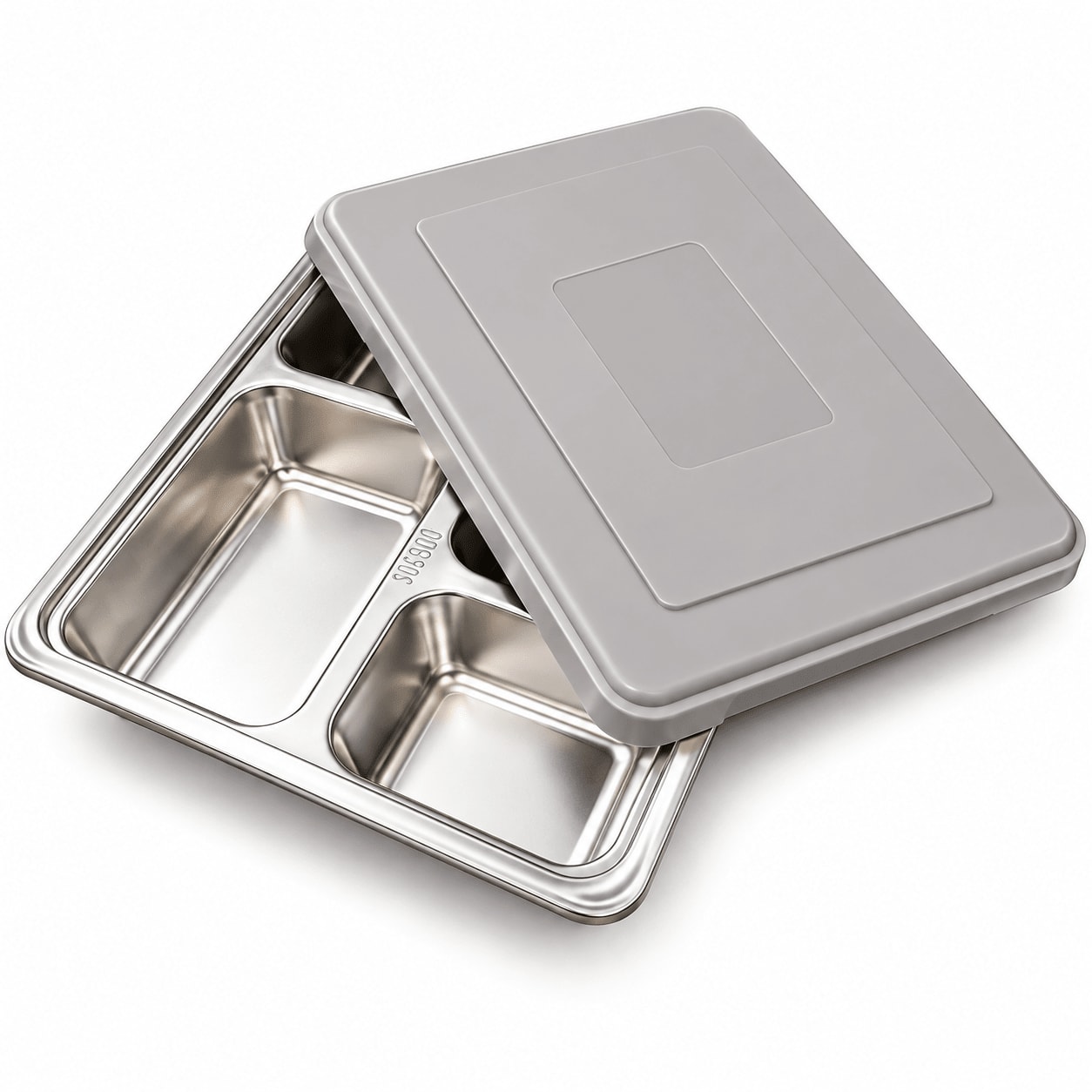 SS Bento/Thali/Meal Box with Grey Lid — view 1