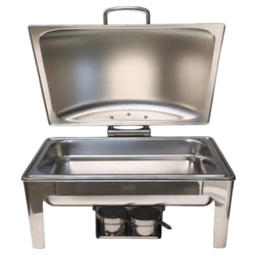 Chafing Dish Rectangle 9L Silver with Gel Based Heating + Matt Top Finish + Hydraulic Soft Close (2 GN Pans of 1/2 65mm each) — view 5