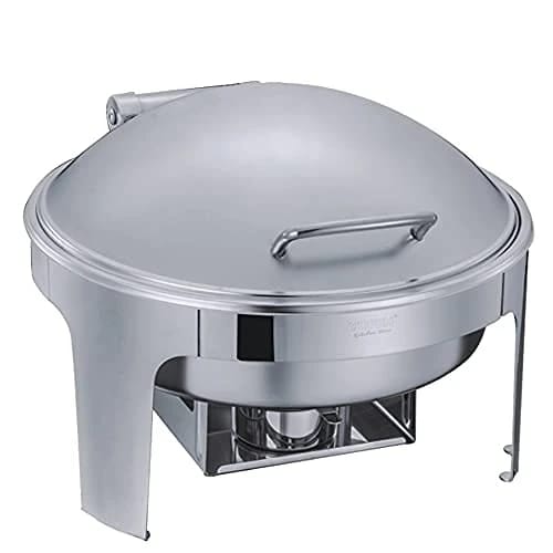 Chafing Dish Round 6L Silver with Gel Based Heating + Matt Top Finish + Hydraulic Soft Close (1 GN Pan of 65mm) — view 1