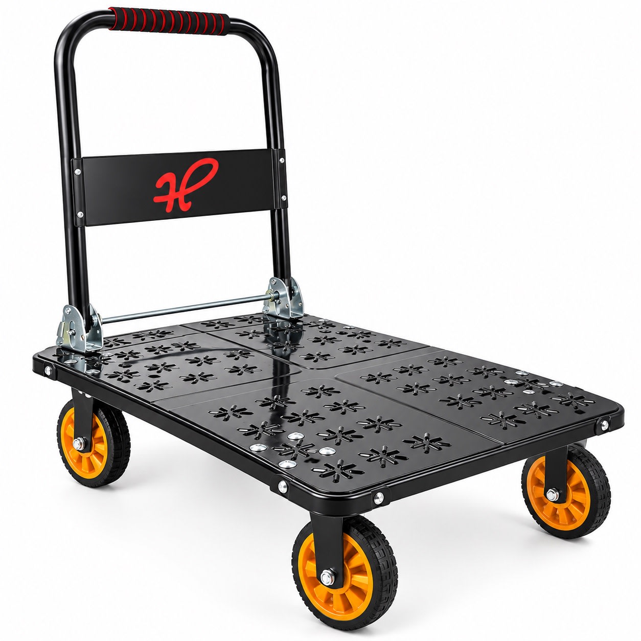 Premium Metal Foldable Black Cart Trolley - Big | 90 x 60 cm — view 1