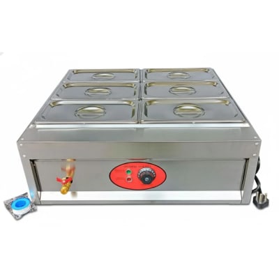 Electric Bain Marie without Glass - 6 Compartments (6 GN Pans of 1/3 150mm ~ 5.5L/Pan)