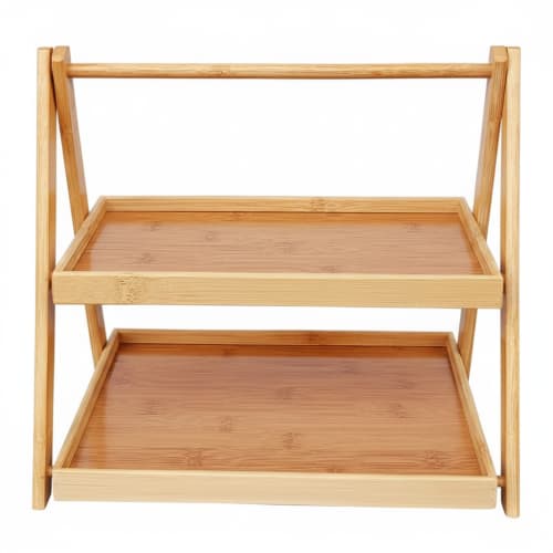 Wooden 2 Layer Multipurpose Foldable Bamboo Rack - Triangle Type