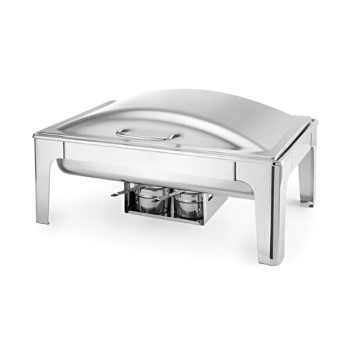 Chafing Dish Rectangle 9L Silver with Gel Based Heating + Matt Top Finish + Hydraulic Soft Close (2 GN Pans of 1/2 65mm each)