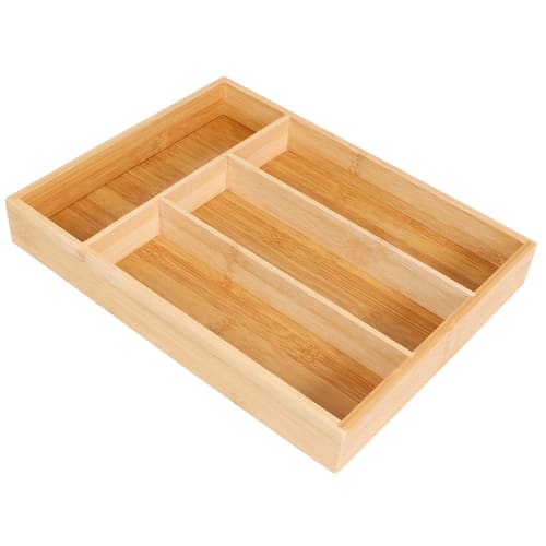 Wooden Rectangle Cutlery Holder Rack 4 Compartments