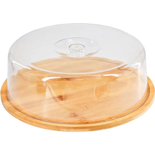 Wooden Bamboo Round Food Tray with Acrylic Lid