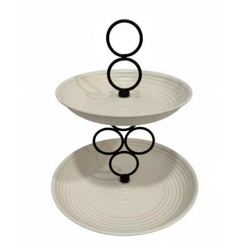 Removable 2 Layers Buffet Metal Tray - White
