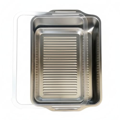 SS Baking Tray with Side Ears & Top PC Cover - 40x30cm