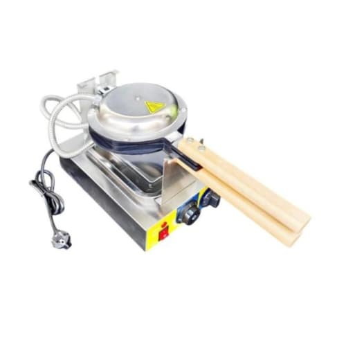 Electric Round Rotating Bubble Waffler Maker with Long Wooden Handle