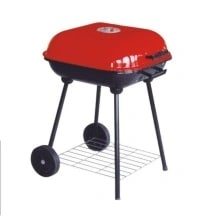 MS Red Top Square Barbeque Grill with Stand & Wheels (45x62cm)