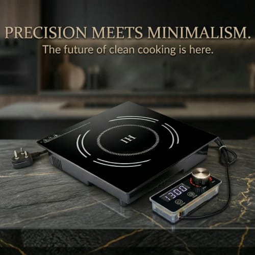 Veratti Full Black Body Induction - 300(C06) | 2500W | Square | Flat Base | Removable Adapter & Touchscreen + Knob Model