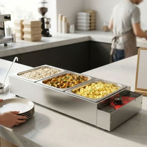 Electric Bain Marie without Glass - 3 Compartments (3 GN Pans of 1/3 150mm ~ 5.5L/Pan)