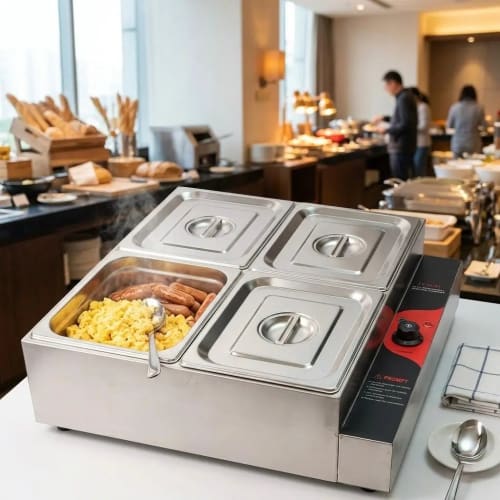 Electric Bain Marie without Glass - 4 Compartments (4 GN Pans of 1/2 150mm ~ 8.5L/Pan)