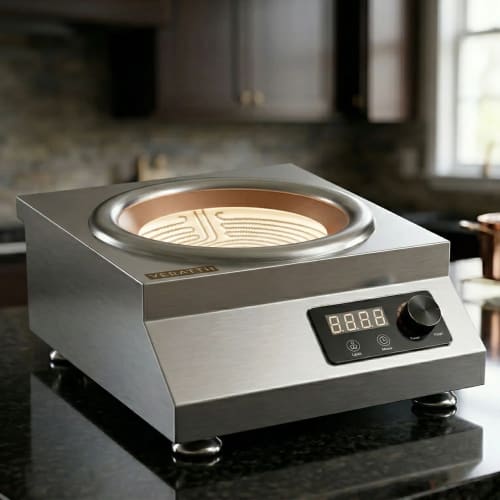 Veratti Electric Infrared Induction - T3OT | 5000W | Square | Ceramic Top | Wok Base | Touchscreen + Knob Model