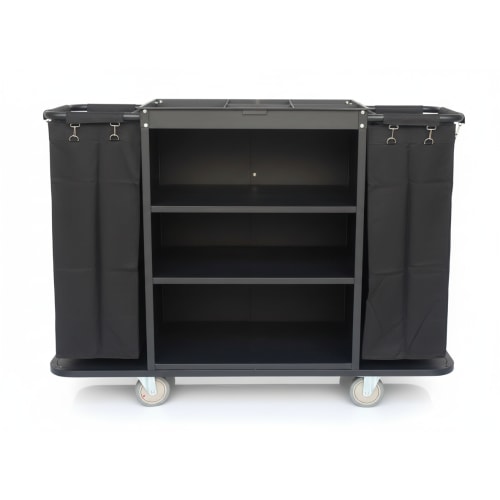 MS Black Housekeeping Trolley - Full Size with Two Sided Plain Bags