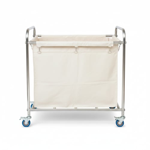 SS Rectangle Laundry Trolley with Linen Bag