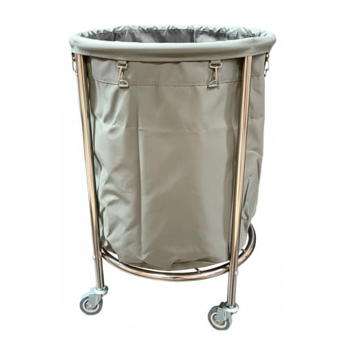SS Round Laundry Trolley with Linen Bag