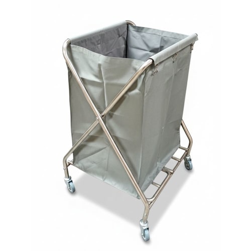 SS Square X-Shaped Laundry Trolley with Linen Bag