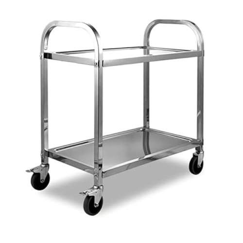 SS Rectangle 2 Layer Service Trolley