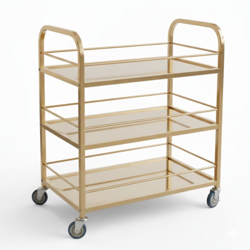 Golden Premium Rectangle 3 Layer Service Trolley